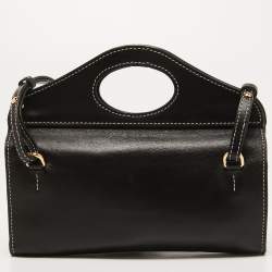 Pre Owned Burberry Black Leather Mini Pocket Strap Clutch