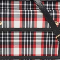 Pre Owned Burberry Black/Red Vintage Check Fabric and Leather Mini Pocket Bag