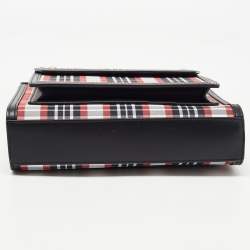 Pre Owned Burberry Black/Red Vintage Check Fabric and Leather Mini Pocket Bag