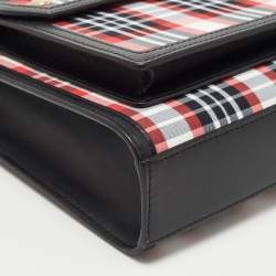 Pre Owned Burberry Black/Red Vintage Check Fabric and Leather Mini Pocket Bag