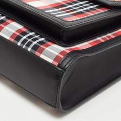 Pre Owned Burberry Black/Red Vintage Check Fabric and Leather Mini Pocket Bag