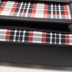 Pre Owned Burberry Black/Red Vintage Check Fabric and Leather Mini Pocket Bag