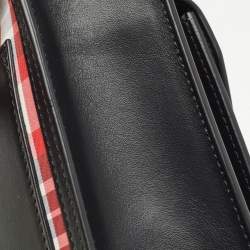 Pre Owned Burberry Black/Red Vintage Check Fabric and Leather Mini Pocket Bag