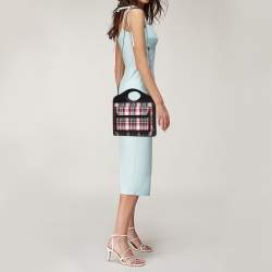 Pre Owned Burberry Black/Red Vintage Check Fabric and Leather Mini Pocket Bag