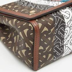 Pre Owned Burberry Multicolor TB Print Coated Canvas and Leather Hackberry Crossbody Bag