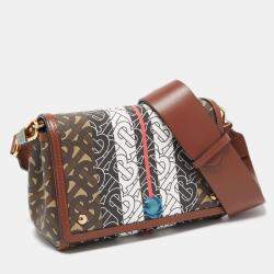 Pre Owned Burberry Multicolor TB Print Coated Canvas and Leather Hackberry Crossbody Bag
