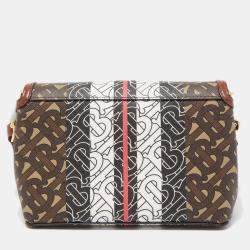 Pre Owned Burberry Multicolor TB Print Coated Canvas and Leather Hackberry Crossbody Bag