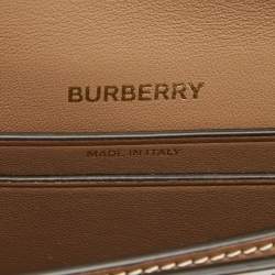 Pre Owned Burberry Beige Check Leather Small Olympia Shoulder Bag