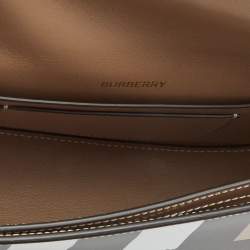 Pre Owned Burberry Beige Check Leather Small Olympia Shoulder Bag