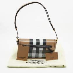 Pre Owned Burberry Beige Check Leather Small Olympia Shoulder Bag
