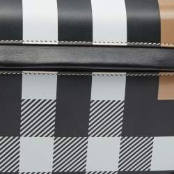 Pre Owned Burberry Beige Check Leather Small Olympia Shoulder Bag