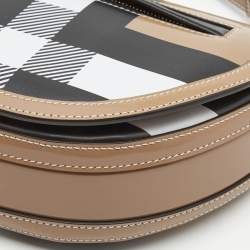 Pre Owned Burberry Beige Check Leather Small Olympia Shoulder Bag