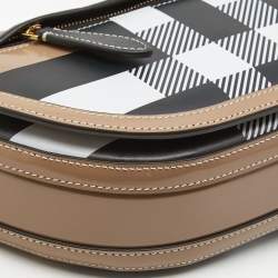 Pre Owned Burberry Beige Check Leather Small Olympia Shoulder Bag