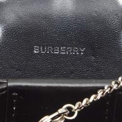 Pre Owned Burberry Black/White Zebra Print Leather Jessie Chain Card Case 