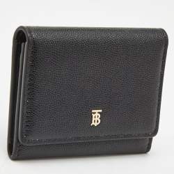 Pre Owned Burberry Black Leather Sidney Trifold Wallet
