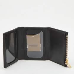 Pre Owned Burberry Black Leather Sidney Trifold Wallet