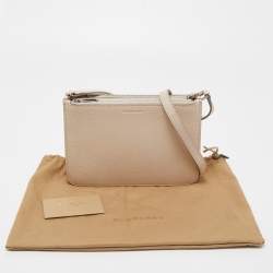 Pre Owned Burberry Cream Leather Triple Zip Crossbody Bag