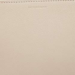 Pre Owned Burberry Cream Leather Triple Zip Crossbody Bag