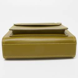 Pre Owned Burberry Junifer Green Leather Mini Pocket Tote