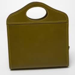 Pre Owned Burberry Junifer Green Leather Mini Pocket Tote