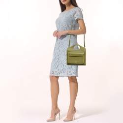 Pre Owned Burberry Junifer Green Leather Mini Pocket Tote