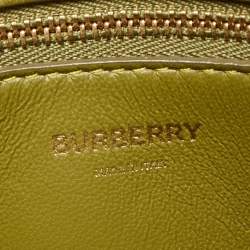 Pre Owned Burberry Junifer Green Leather Mini Pocket Tote