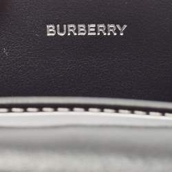 Pre Owned Burberry Light Blue/Black Canvas and Leather Luna French Wallet