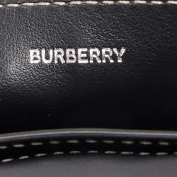 Pre Owned Burberry Light Blue/Black Canvas and Leather Luna French Wallet