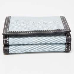 Pre Owned Burberry Light Blue/Black Canvas and Leather Luna French Wallet