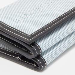 Pre Owned Burberry Light Blue/Black Canvas and Leather Luna French Wallet