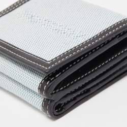 Pre Owned Burberry Light Blue/Black Canvas and Leather Luna French Wallet