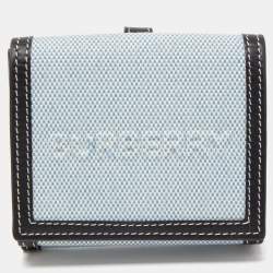 Pre Owned Burberry Light Blue/Black Canvas and Leather Luna French Wallet