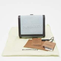 Pre Owned Burberry Light Blue/Black Canvas and Leather Luna French Wallet
