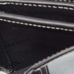 Pre Owned Burberry Light Blue/Black Canvas and Leather Luna French Wallet
