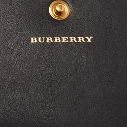 Pre Owned Burberry Beige House Check Coated Canvas Flap Continental Wallet