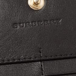 Burberry Black/Beige House Check Canvas and Leather Flap Continental Wallet