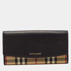 BURBERRY House Check Patent Leather Continental Wallet Black