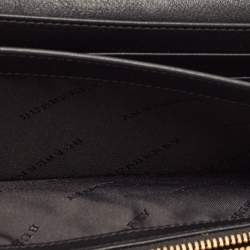 Burberry Black/Beige House Check Canvas and Leather Flap Continental Wallet