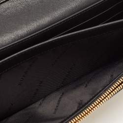 Burberry Black/Beige House Check Canvas and Leather Flap Continental Wallet