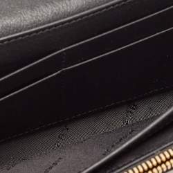 Burberry Black/Beige House Check Canvas and Leather Flap Continental Wallet