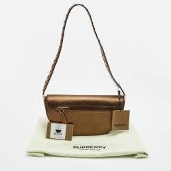 Burberry Bronze Leather Small Studded Olympia Shoulder Bag