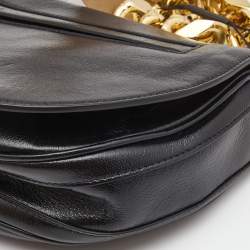 Pre Owned Burberry Black Soft Leather Small Olympia Shoulder Bag