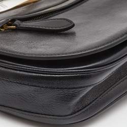 Pre Owned Burberry Black Soft Leather Small Olympia Shoulder Bag