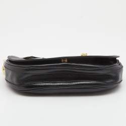 Pre Owned Burberry Black Soft Leather Small Olympia Shoulder Bag