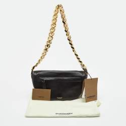 Pre Owned Burberry Black Soft Leather Small Olympia Shoulder Bag