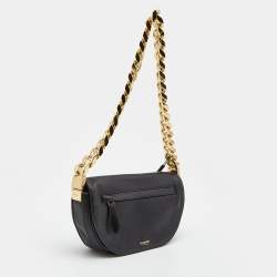 Pre Owned Burberry Black Soft Leather Small Olympia Shoulder Bag