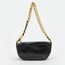 Pre Owned Burberry Black Soft Leather Small Olympia Shoulder Bag