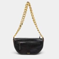 Pre Owned Burberry Black Soft Leather Small Olympia Shoulder Bag