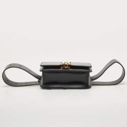 Pre Owned Burberry Black Leather TB Belt Bag