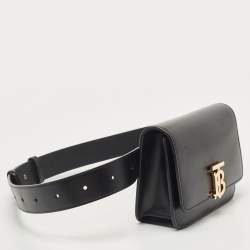 Pre Owned Burberry Black Leather TB Belt Bag